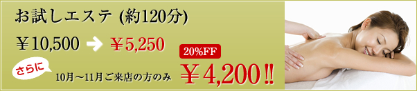 お試しエステ（約120分）