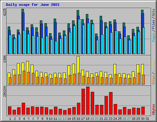 Daily usage for June 2021